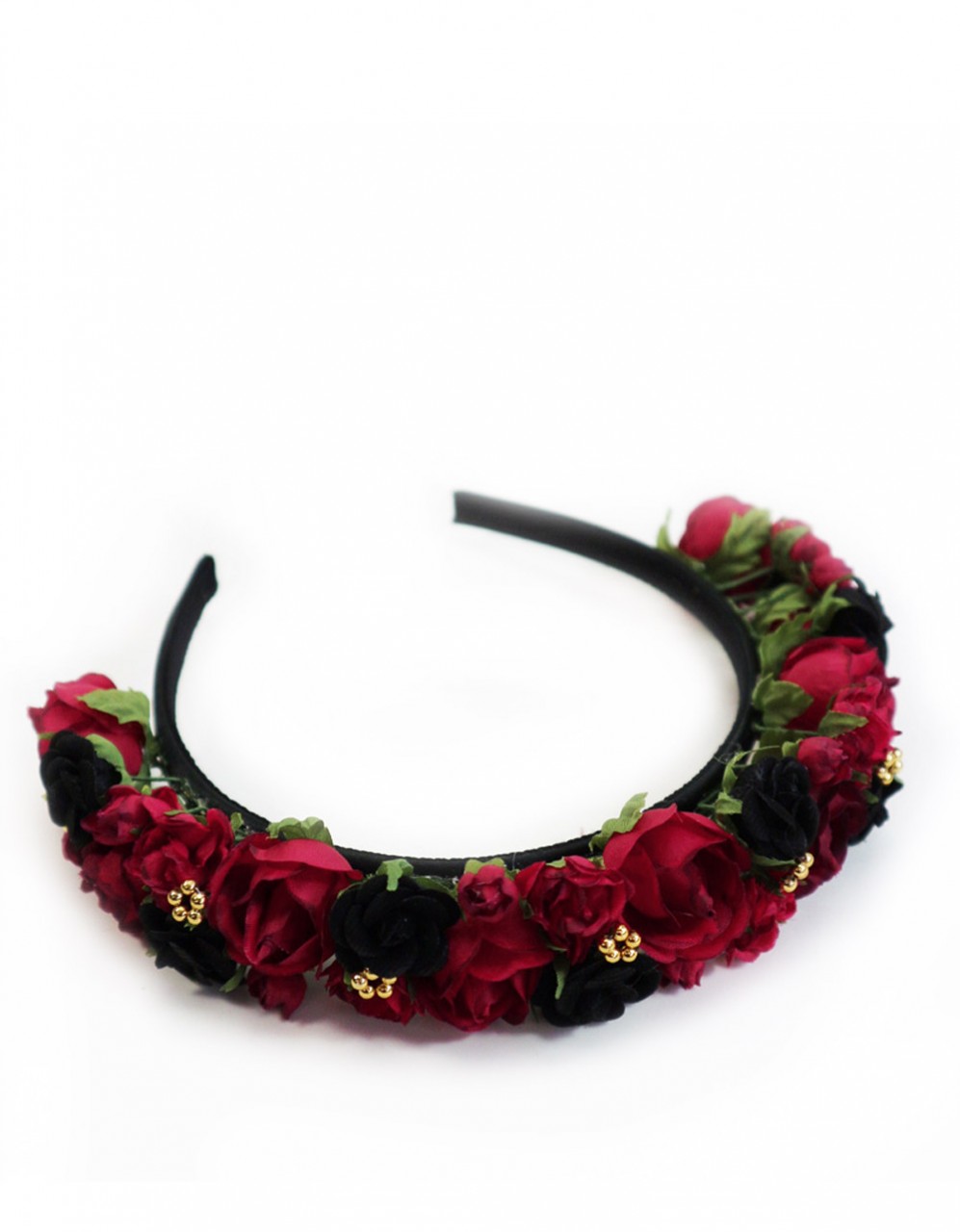 Rose-Velvet Headband red-black