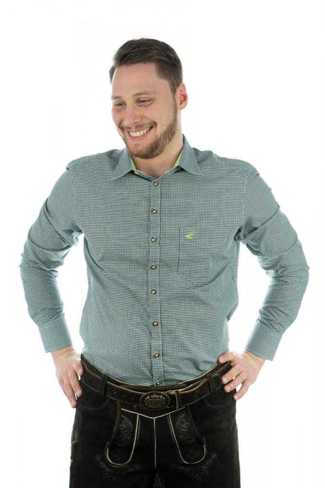 Voorvertoning: Heren shirt Wiggerl spar groen-licht groen