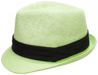 Tradycyjny słomkowy kapelusz gładki jasnozielony
