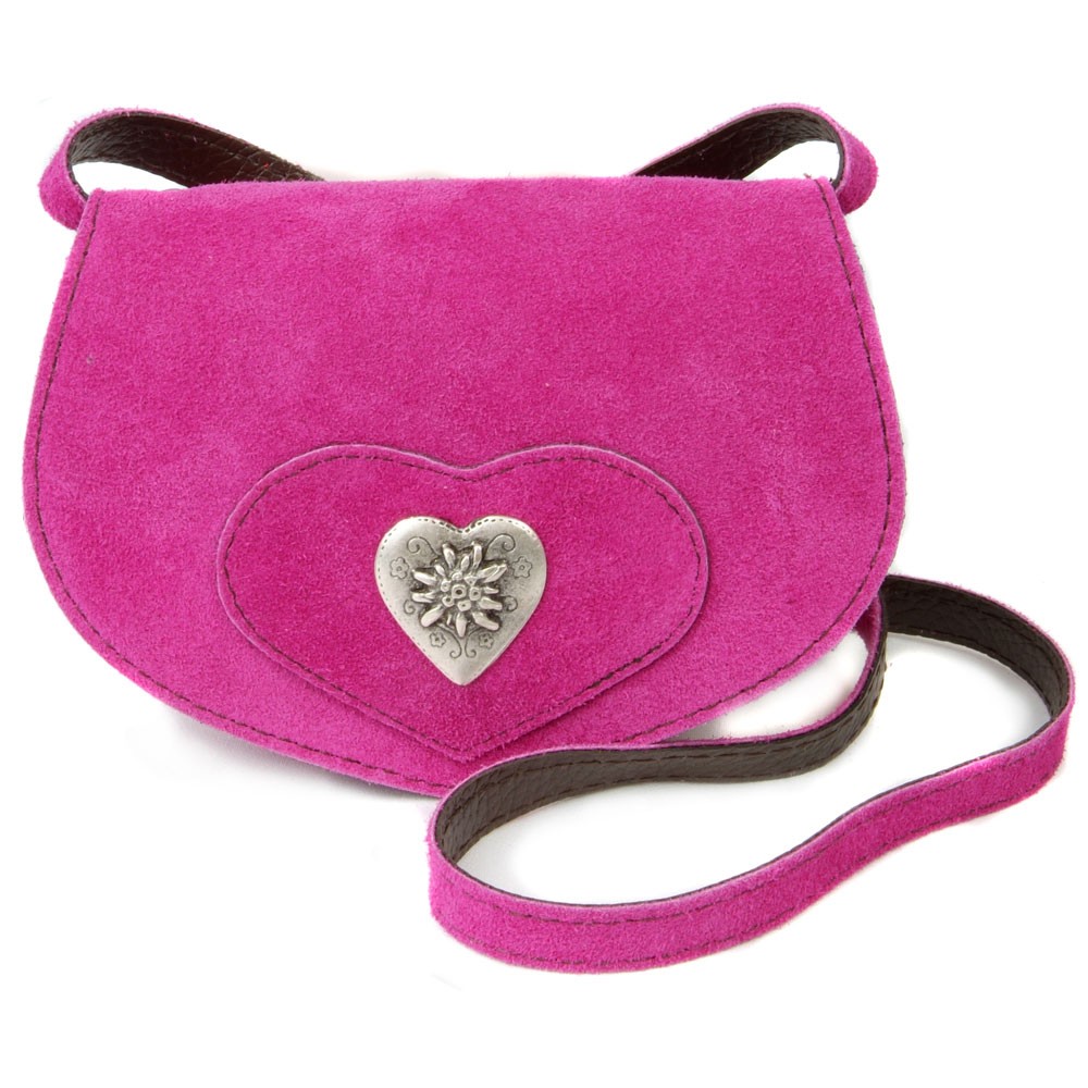 Wildledertasche in Herzform klein pink