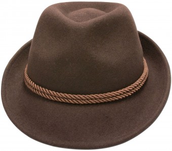 Tradycyjna filcowa czapka z brązowym sznurkiem