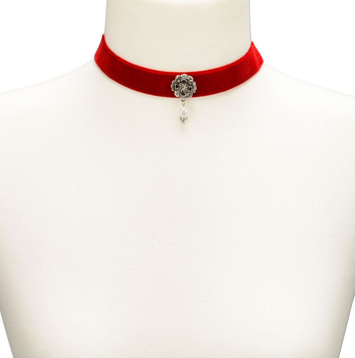 Aperçu: Collier ras de cou avec bijoux pendant rouge