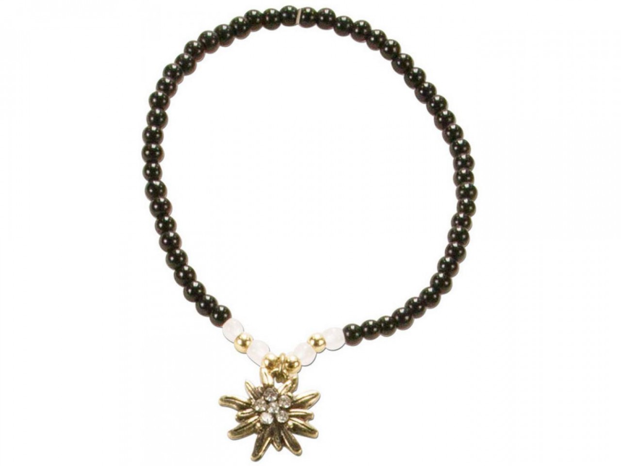 Bracelet de Trachten en perles edelweiss noir
