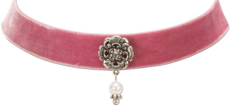 Trachten Choker with Ornamental Pendant, Rose Pink