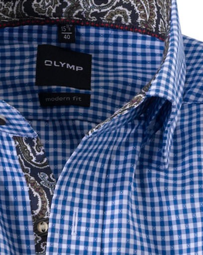 Vorschau: Olymp Hemd Trachtenhemd blau/weiss, Kariert langarm