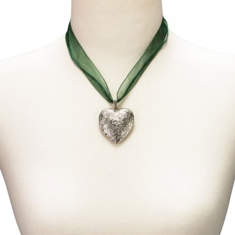 Naszyjnik Organza Serce amulet zielony