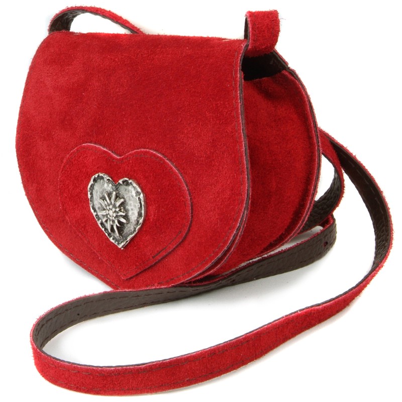 Podgląd: Zamszowa torebka w kształcie serca mała czerwona