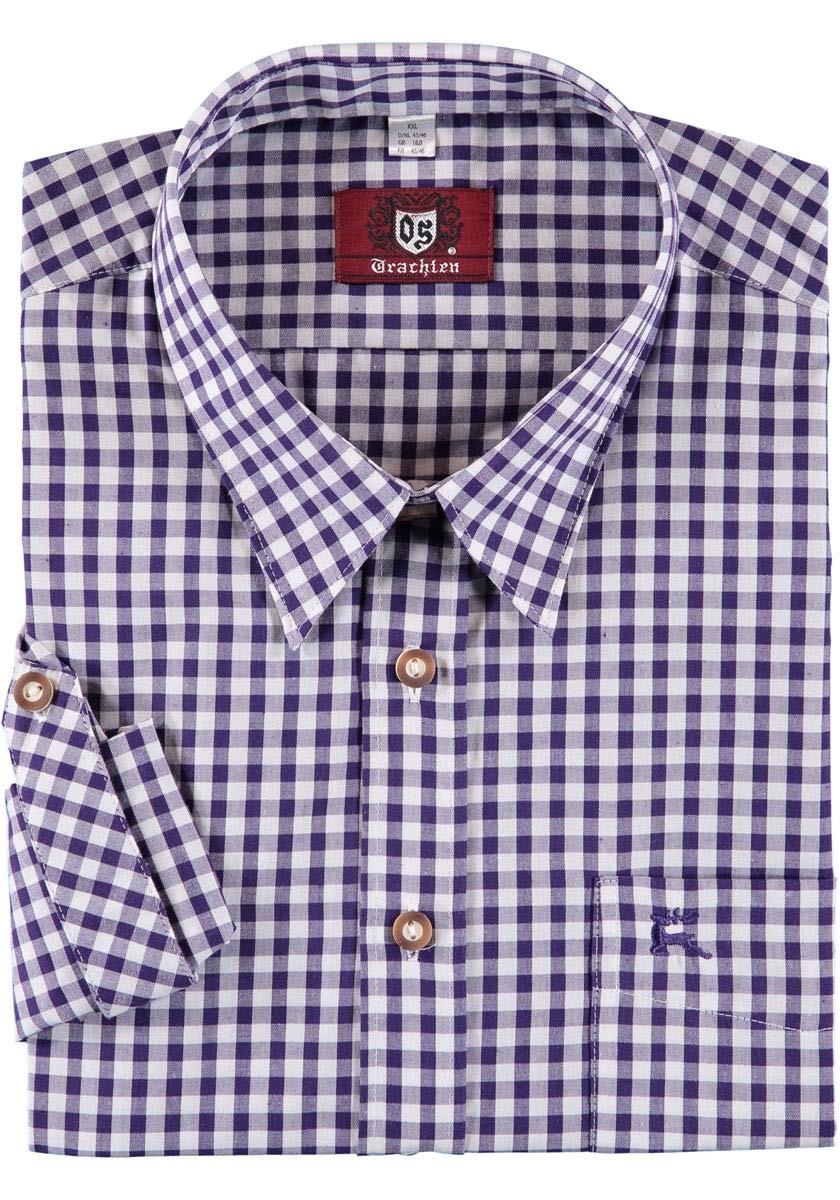 Traditioneel overhemd Fred violet geruit