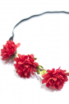 Hairband with red Spring Flowers