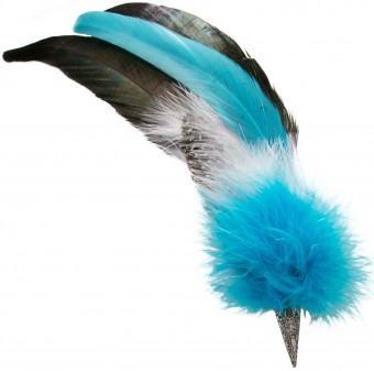Plume à chapeau plume de coq turquoise