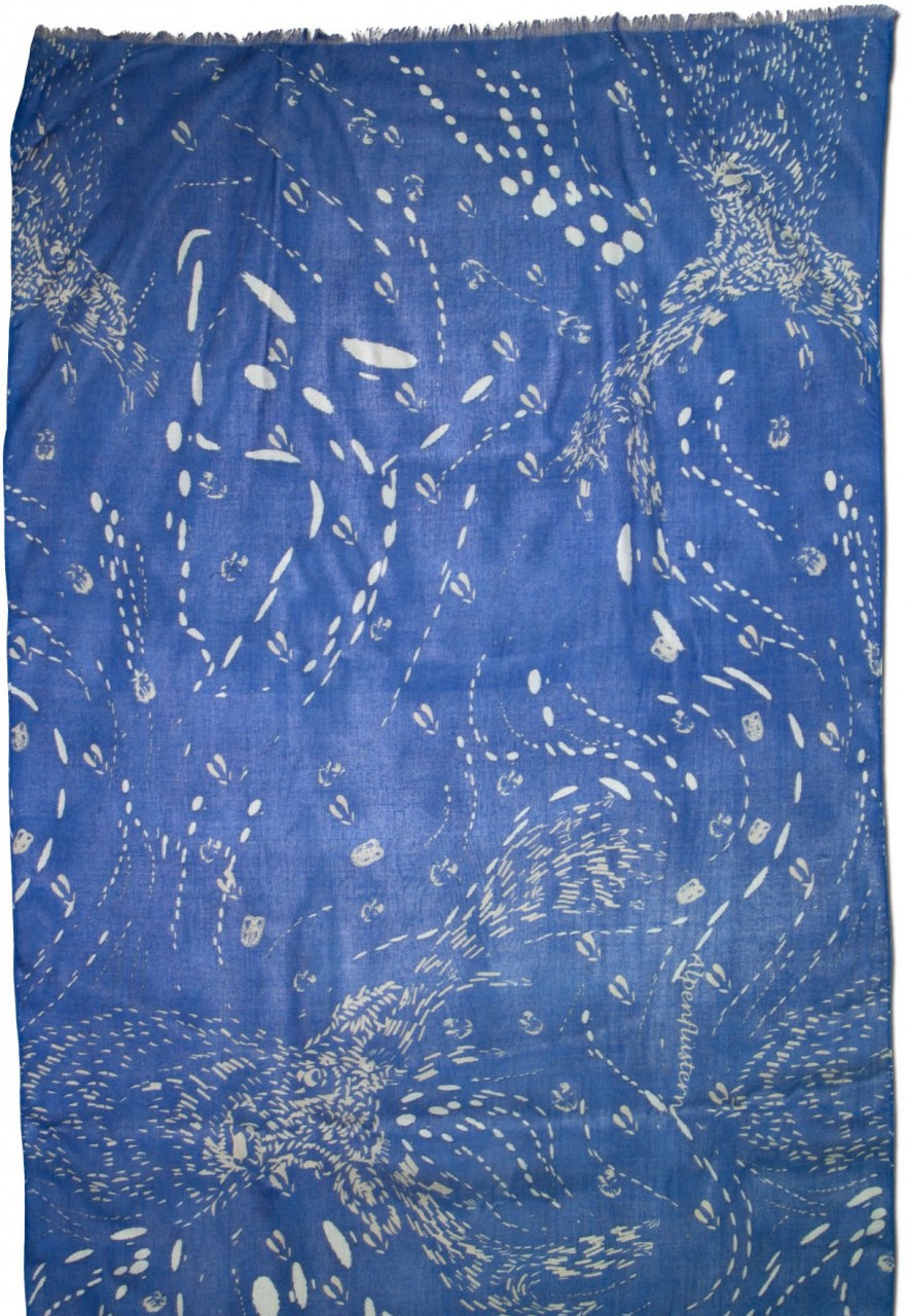 Trachten Scarf with Deer-Print, Blue
