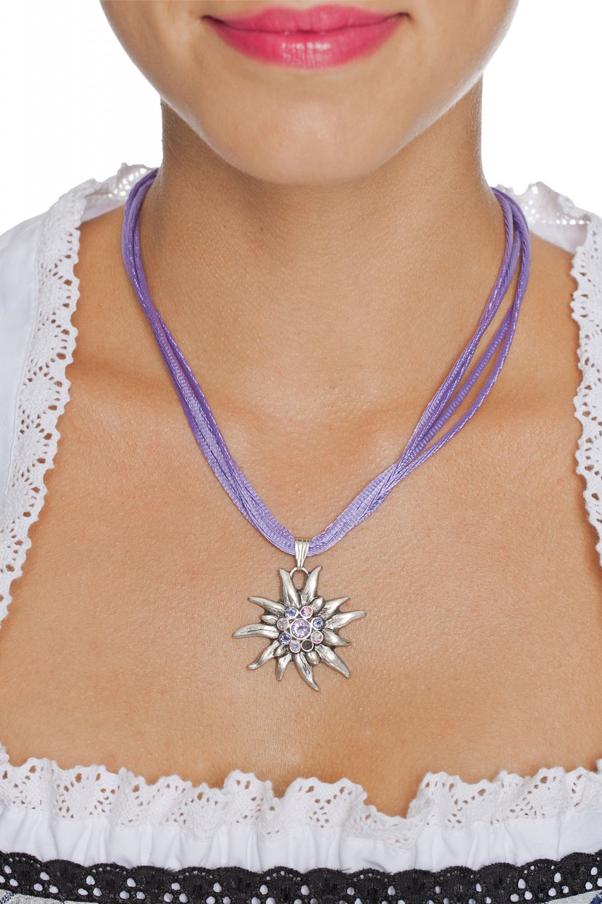 Preview: Satin Edelweiss Necklace, Lilac