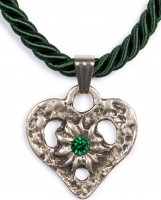 Preview: Braid Necklace with Heart Pendant, Fir Green