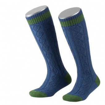Childrens Stockings in blue with green Stripes