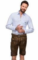 Podgląd: Skórzane spodnie Aron ciemnobrązowe / niebieskie