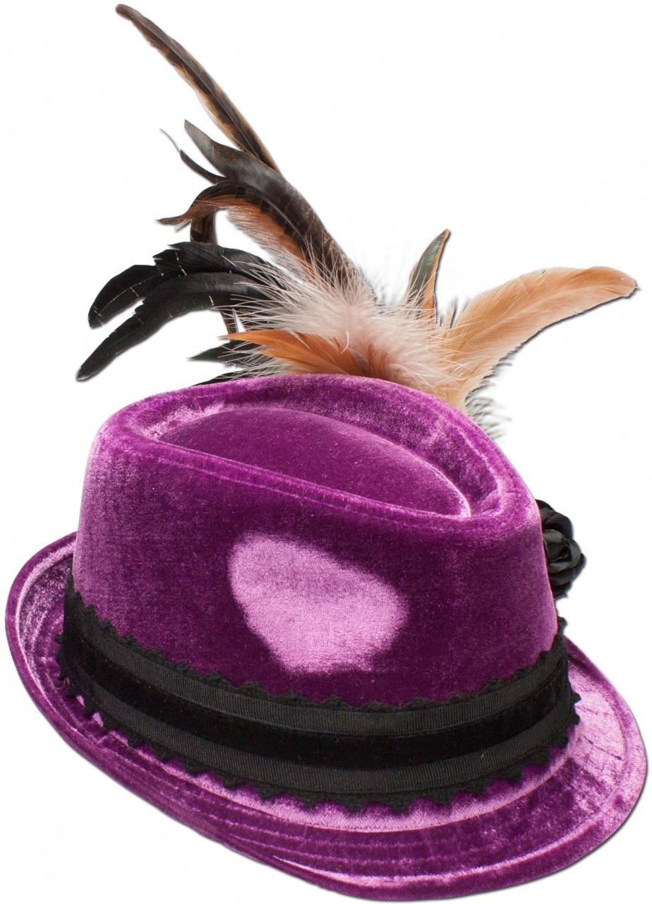 Traditionele fluwelen hoed Liliane paars