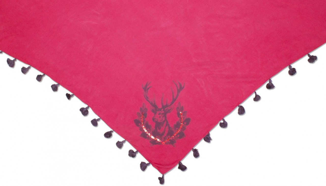 Triangle Neckerchief, Deer Print, Pink