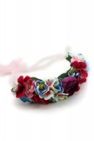Vorschau: Lila Blumen Haarband mit rosanem Band