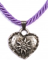 Preview: Braid Necklace with Edelweiss Heart, Lilac
