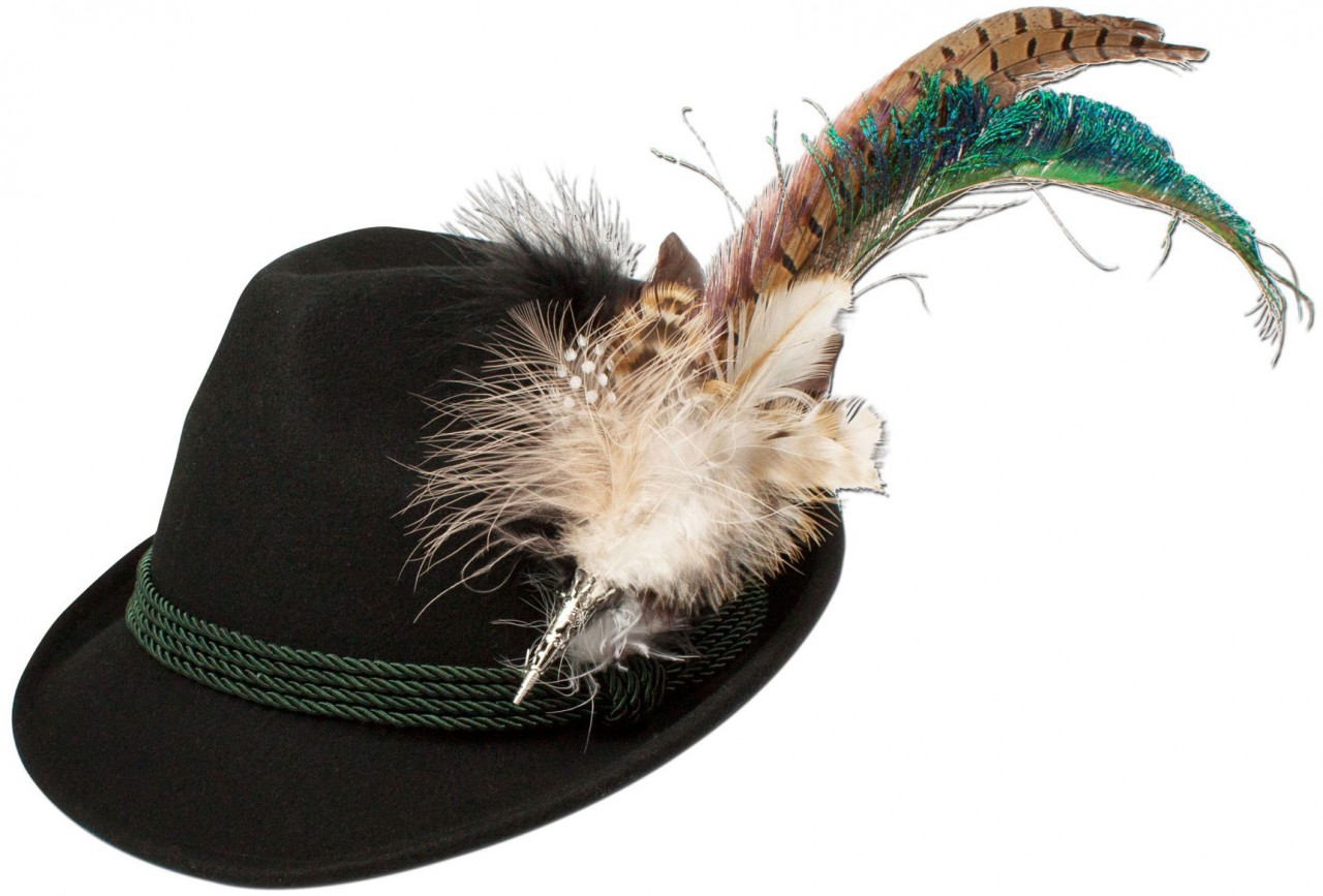 Felt Hat with Peacock Feather, Black