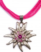 Preview: Satin Edelweiss Necklace, Pink