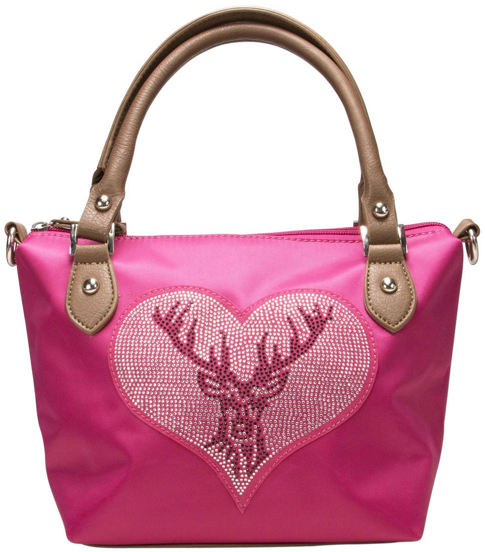 Vorschau: Trachten Handtasche mit Strass-Hirsch pink