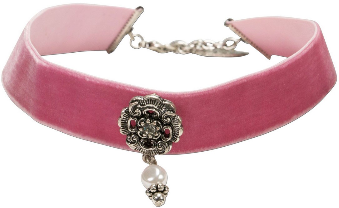 Preview: Traditional Choker with Ornamental Pendant, Rose Pink