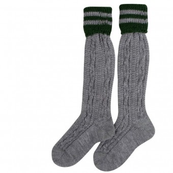 Childrens Stockings in grey with green Stripes