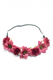 Headband with red flowers