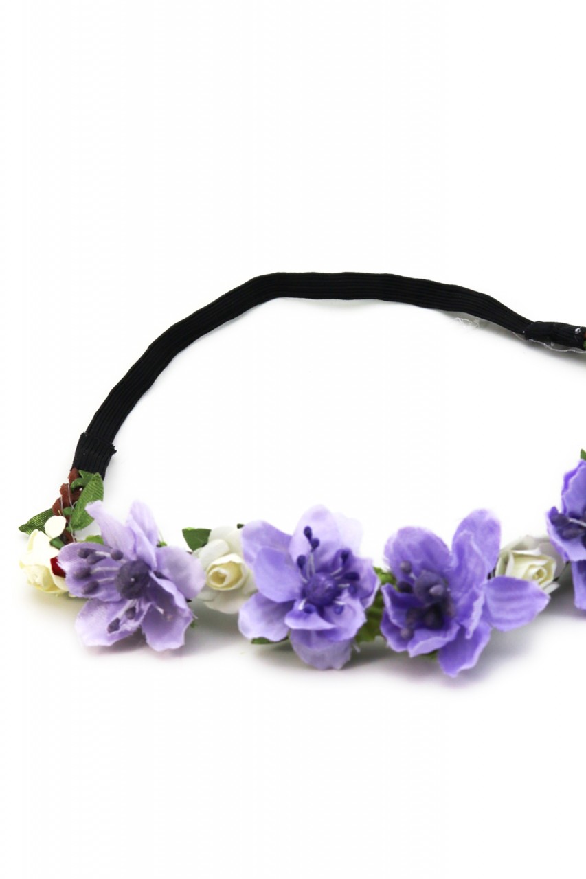 Vorschau: Haarband mit lila Frühlingsblüten