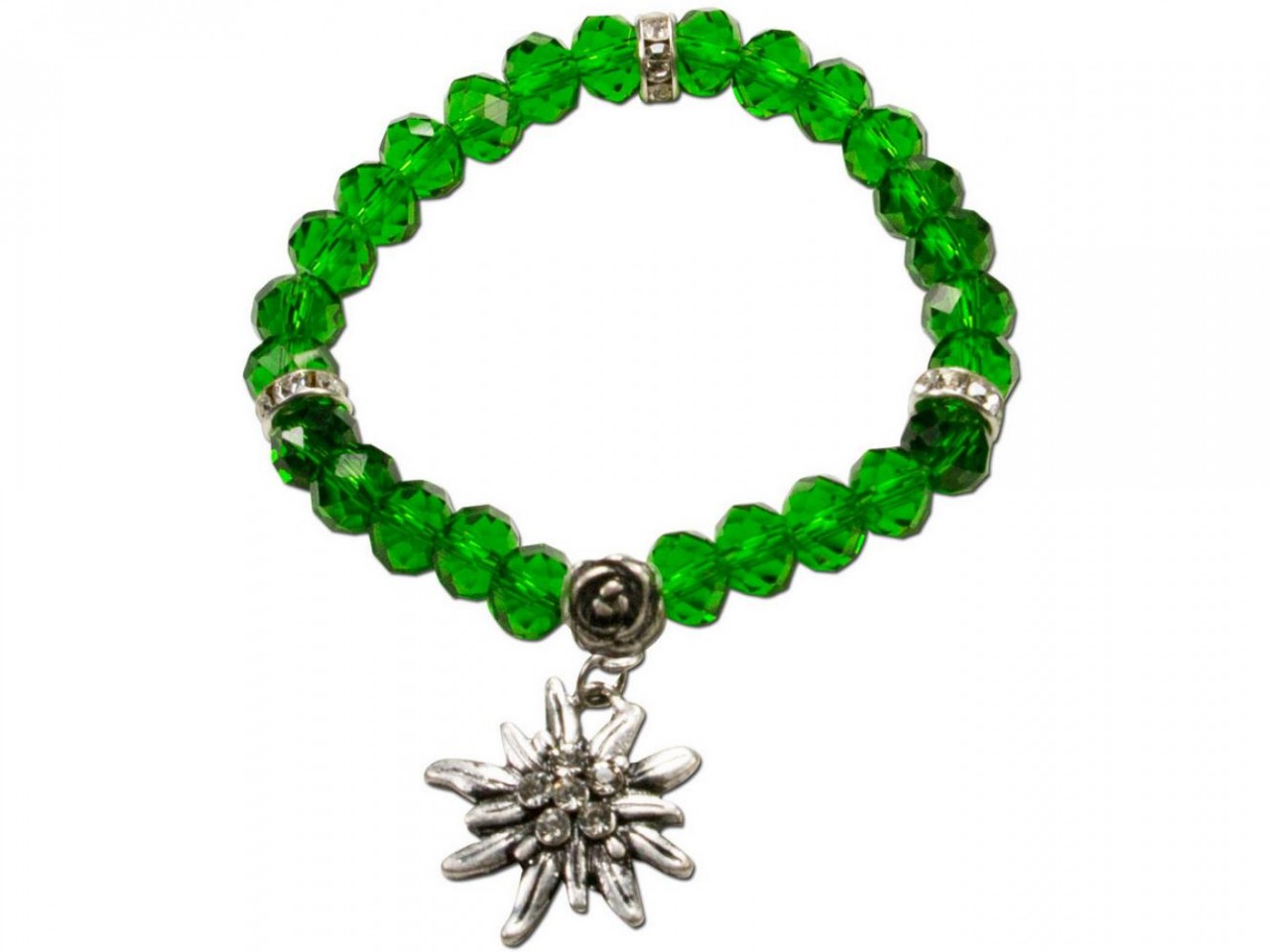 Traditional Crystal Bracelet, Edelweiß, Green