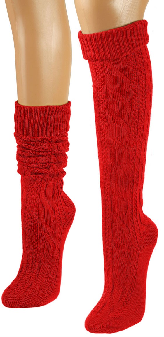 Knee-Length Winter Socks, Red