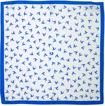 Foulard carré cerf en folie bleu
