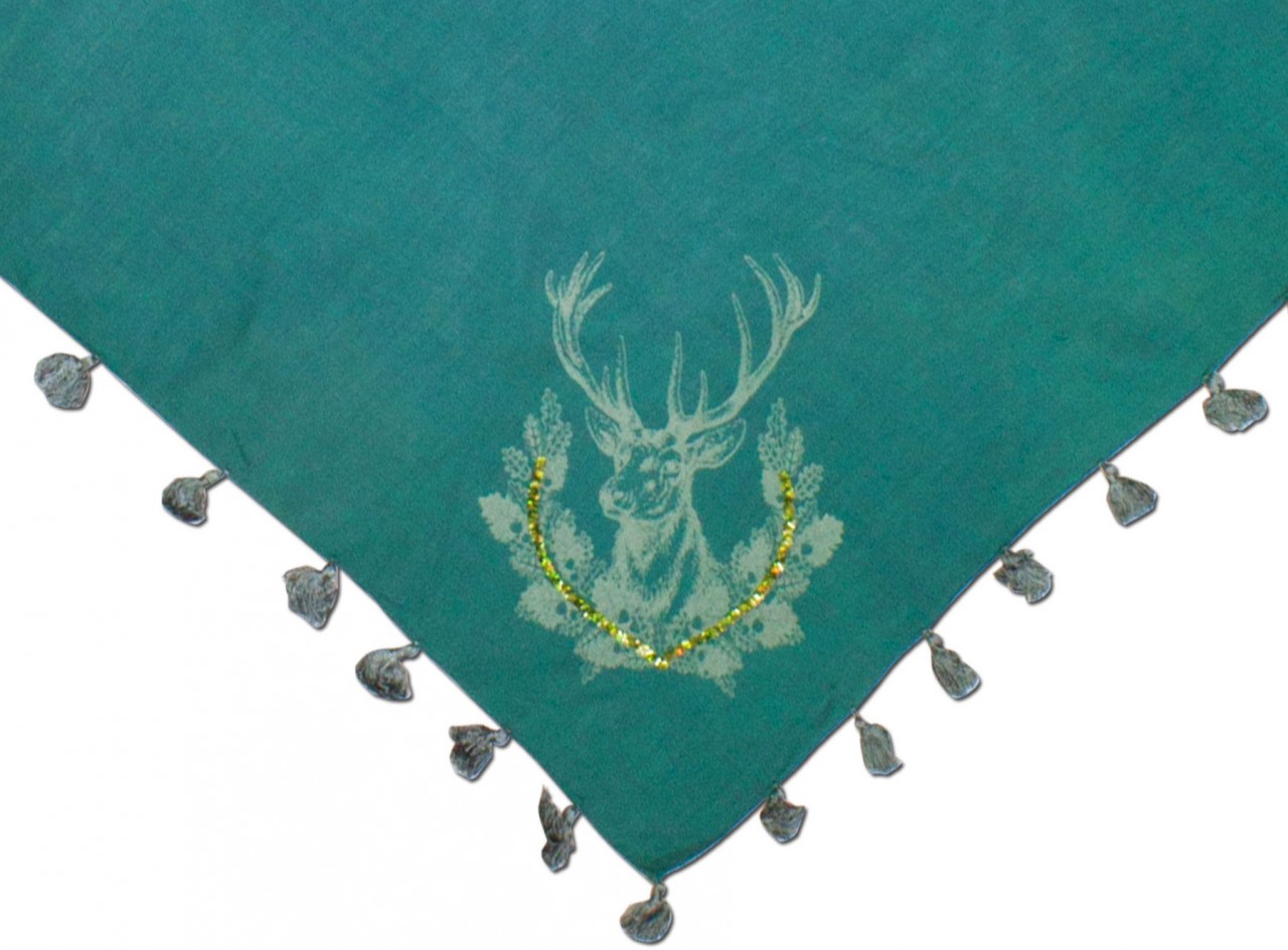 Triangle Neckerchief, Deer Print, Green
