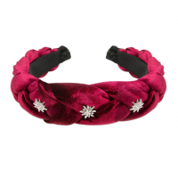 Preview: Velvet headband, braided look, dark red