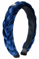 Aperçu: Samt-Haarreif Flechtoptik & Strass-Edelweiß blau