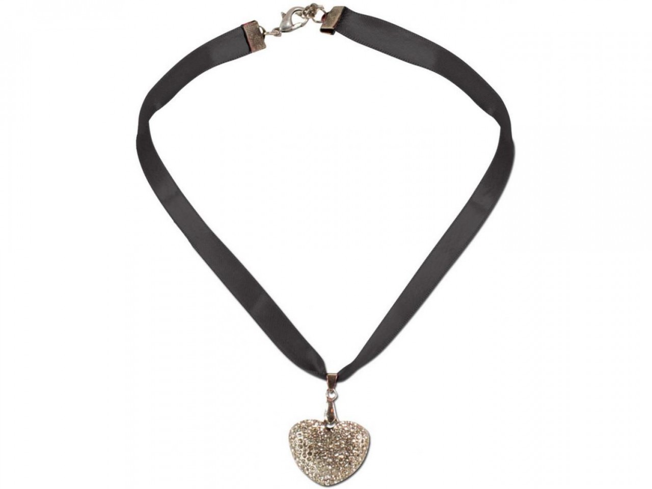 Vorschau: Satin Halskette mit Strassherzerl schwarz
