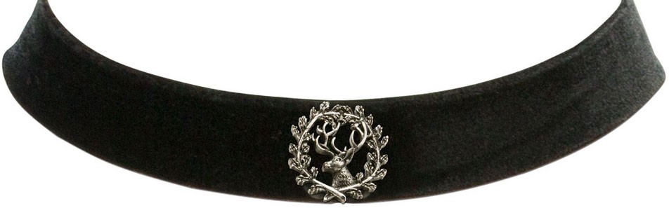 Traditional Choker with Deer Pin, Black