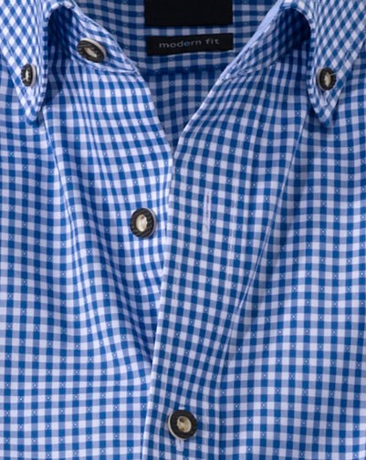 Preview: Olymp Hemd Trachtenhemd blau/weiss, Kariert