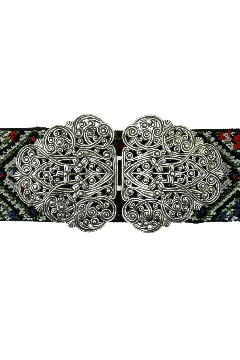 Traditional belt Ina red-blue silver
