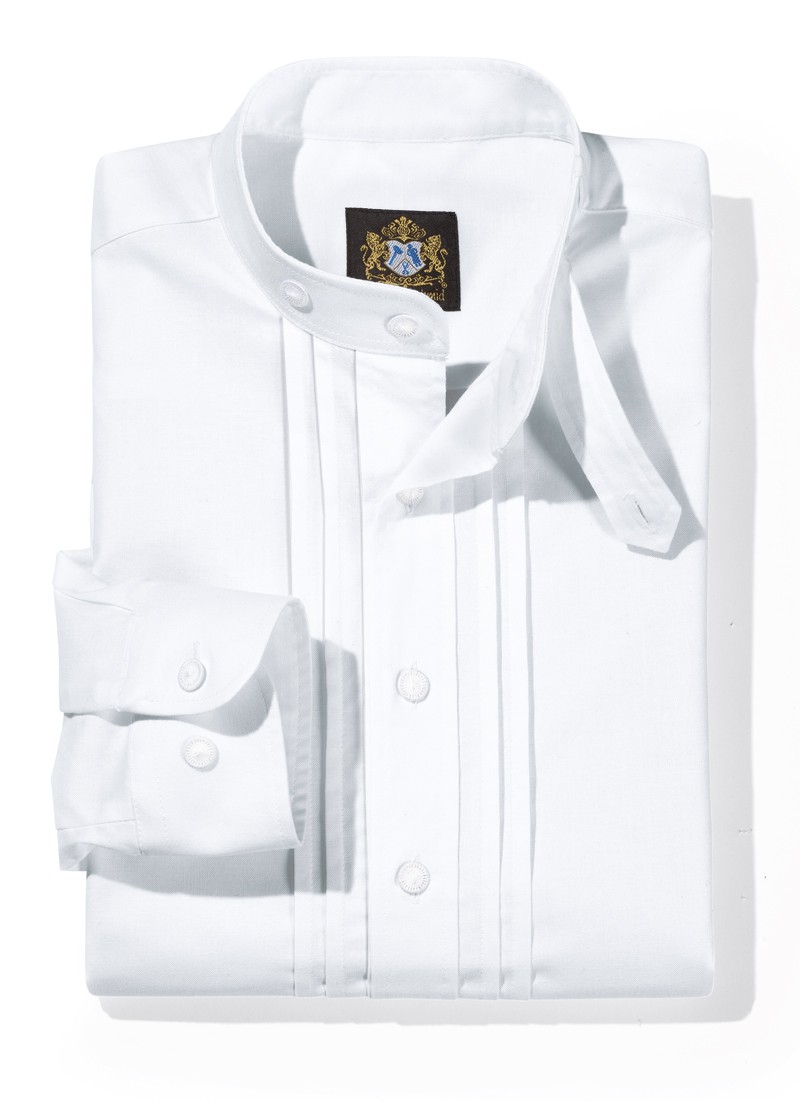 Stropdas shirt met opstaande kraag wit