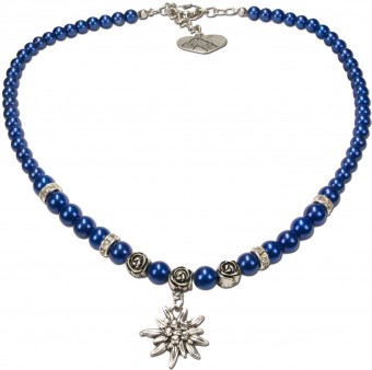 Traditional Necklace small Edelweiß blue