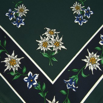 Foulard edelweiss vert sapin-bleu foncé