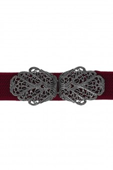 Traditional belt Malin bordeaux silver