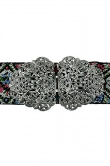 Traditional belt Ina pink-blue silver