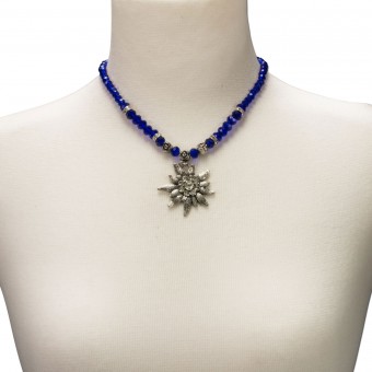 Traditional Necklace large Edelweiß blue