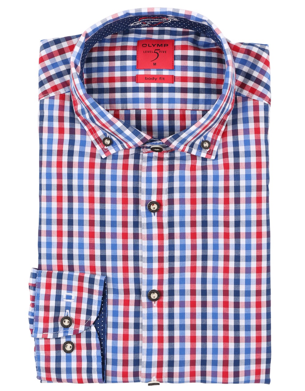 Voorvertoning: Trachten shirt Olymp blauw / rood geruit