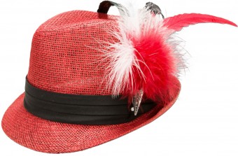 Traditional Straw Hat, Red