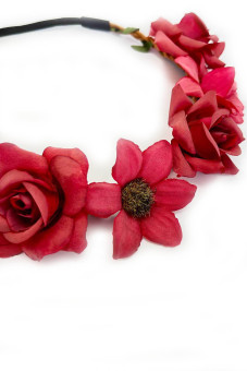 Headband with red flowers