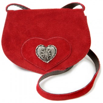 Suede tas in hartvorm klein rood